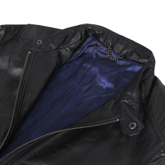 Ted Baker Wildone Black Leather Biker Jacket Masdings Ted Baker Mens Black Wildone Leather Biker Jacket Main Image