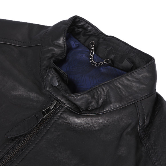 Ted Baker Wildone Black Leather Biker Jacket Masdings Ted Baker Mens Black Wildone Leather Biker Jacket Main Image