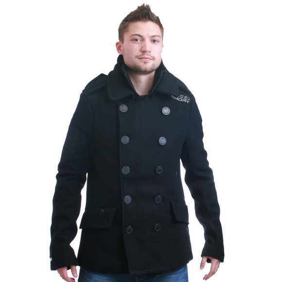 New Mens Superdry Commodity Slim Peacoat Dark Navy New Mens Superdry Rookie Sherpa Pea Coat Navy