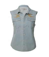 Firetrap East Denim Waist Coat - Bleach Wash