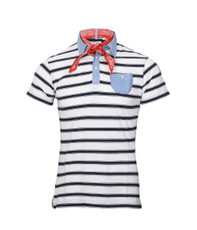 Two Stoned Cream Marvin Contrast Collar Stripe Polo
