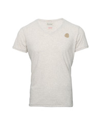 Two Stoned Light Grey Marl Dylan Muscle Fit V Neck Tee